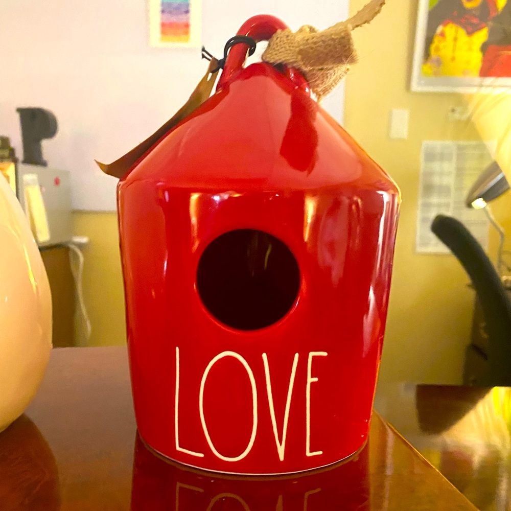 RAE DUNN Collectible Ceramic RARE “ LOVE “  Red Birdhouse